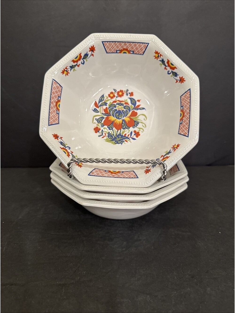 Johnson Brothers Ming (4) Coupe Cereal Pasta Bowls Heritage Octagonal 7” W